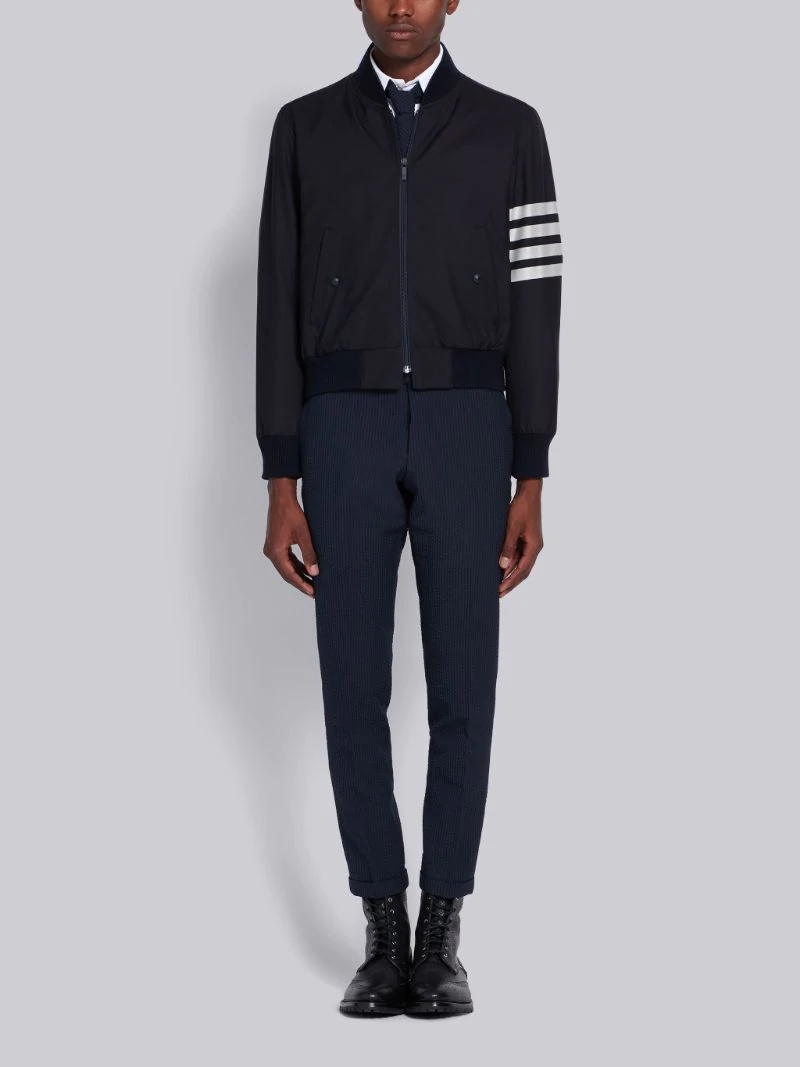 Thom Browne 4-bar Plain Weave Suiting Bomber Jacket In Black
