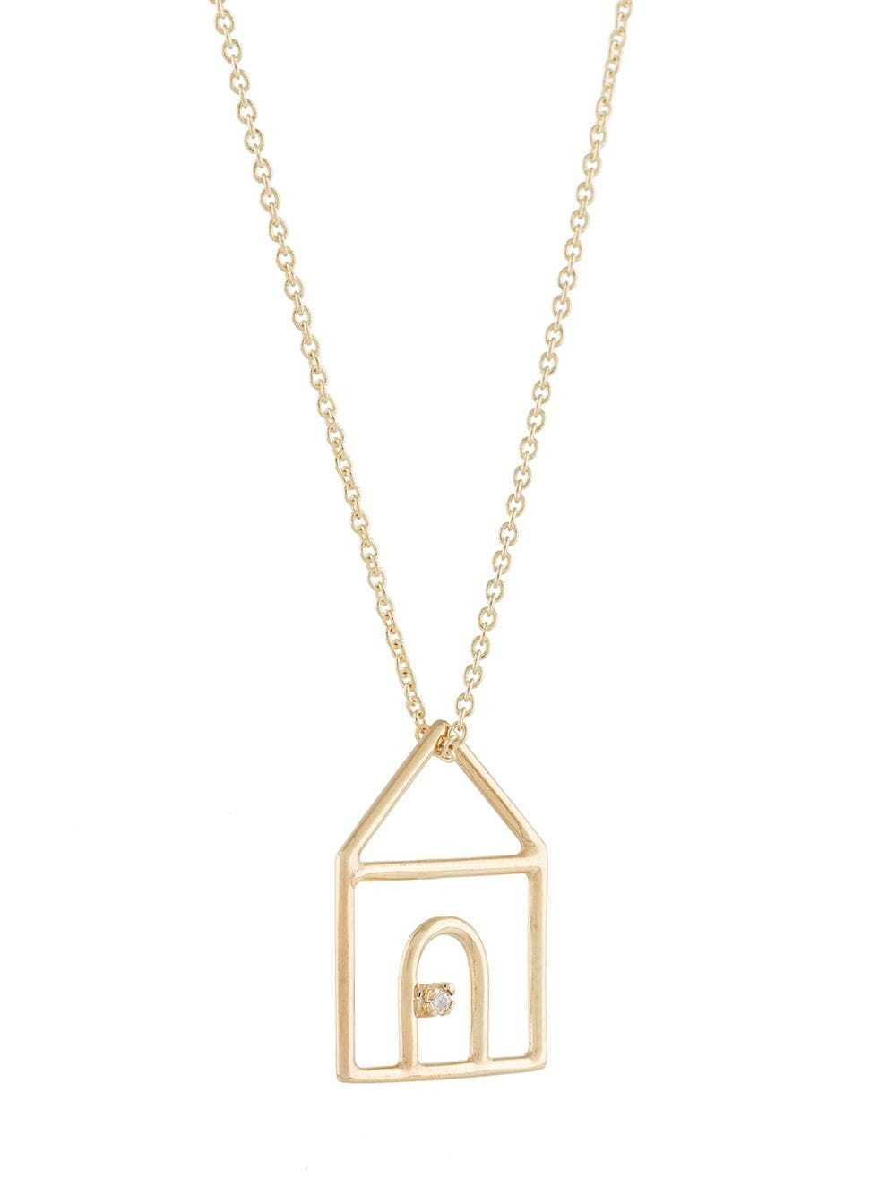 Aliita 9kt Yellow Gold Diamond House Pendant Necklace In Gold