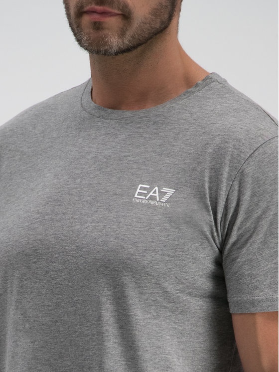 Ea7 Logo Round-necked T-shirt In Gray