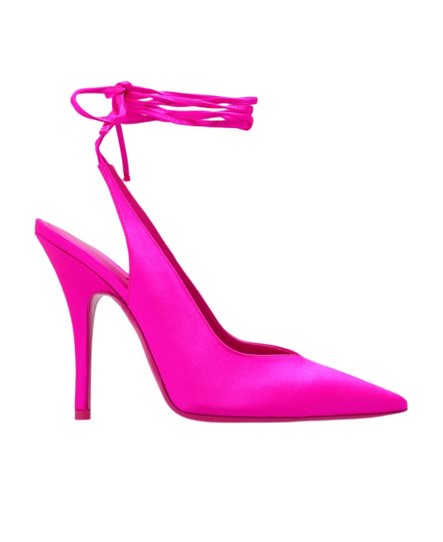 Attico Venus 105mm Satin Slingback Pumps In Pink