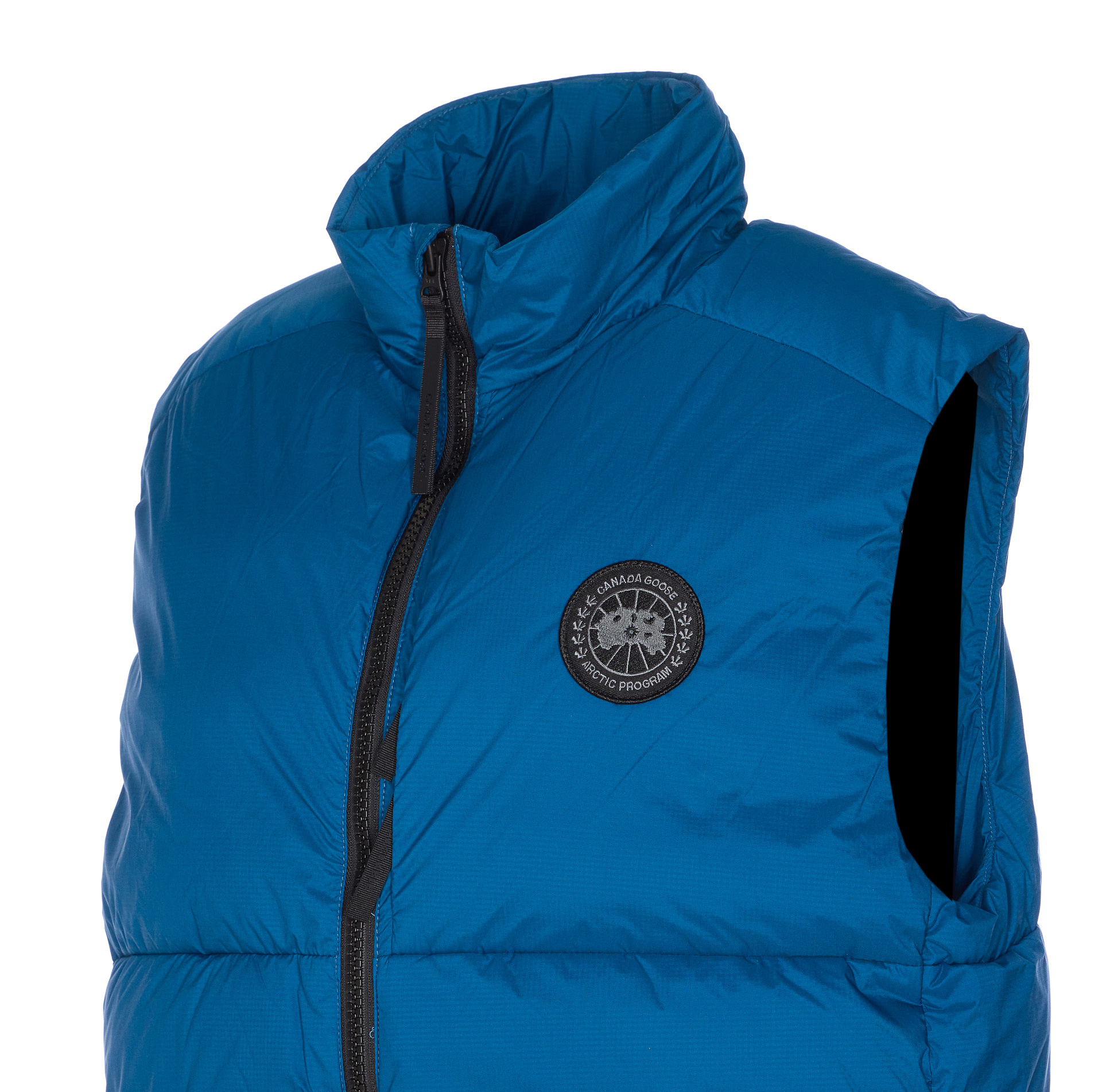 Canada Goose High Neck Sleeveless Quilted Jacket With Pockets In Blue