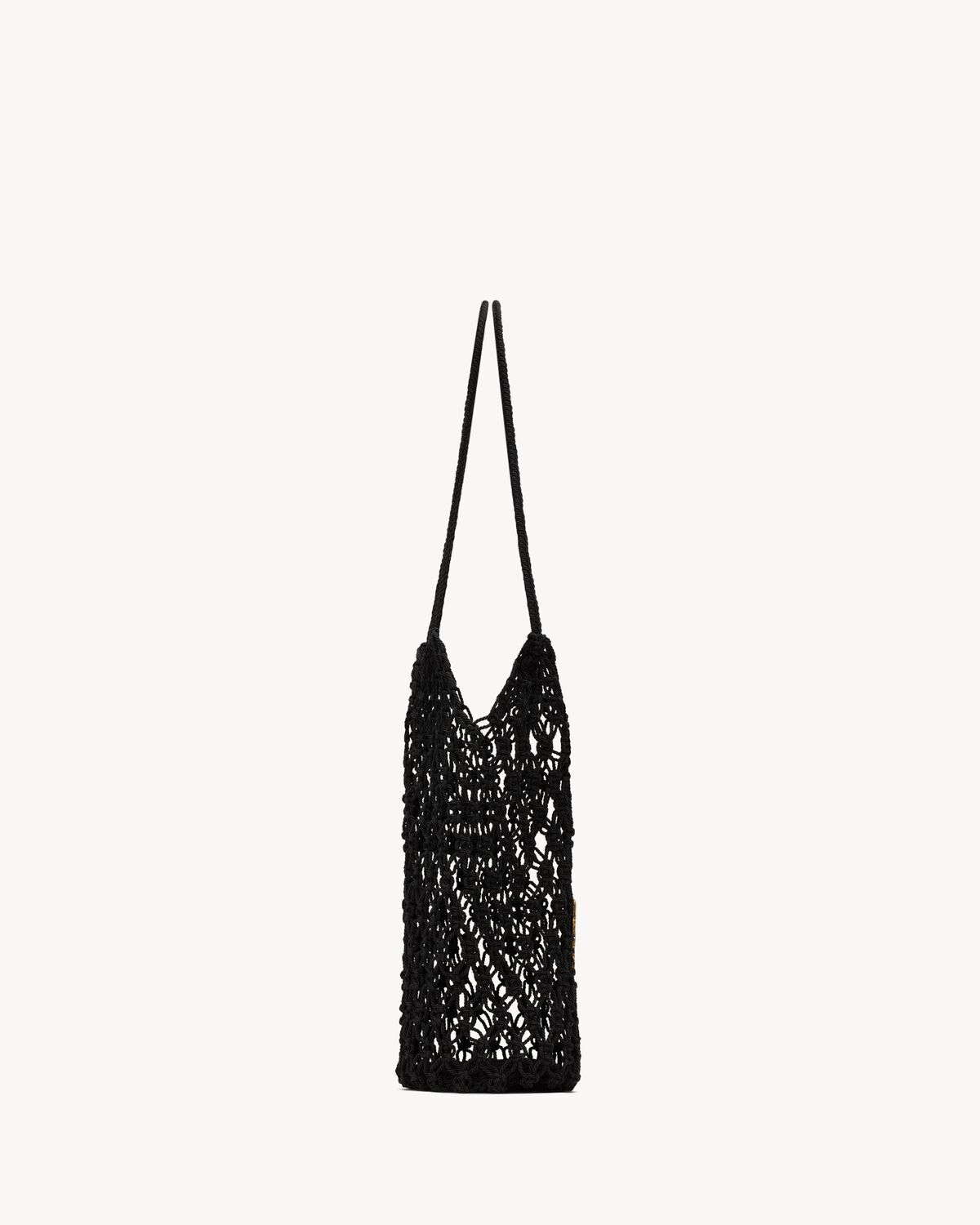 Saint Laurent Cassandre Large Tote In Crochet In Black