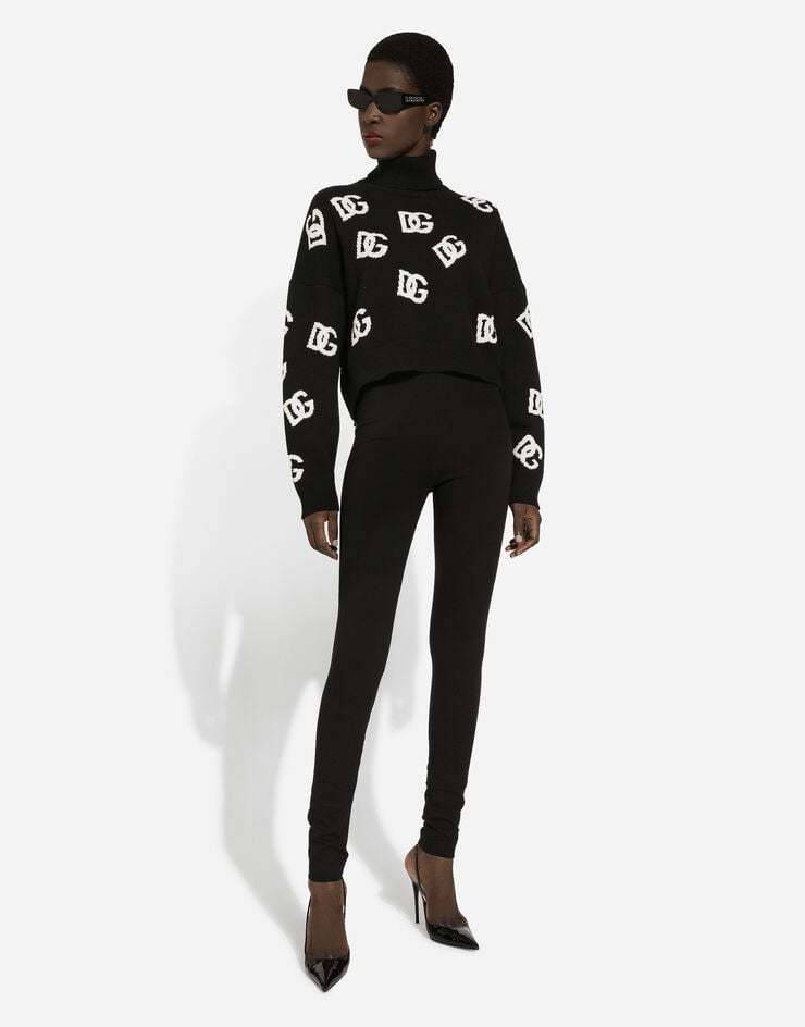 Dolce & Gabbana Intarsia-knit Logo Virgin Wool Jumper In Black