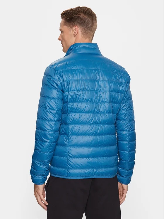 Ea7 Long-sleeved Down Jacket With Standing Collar In Blue