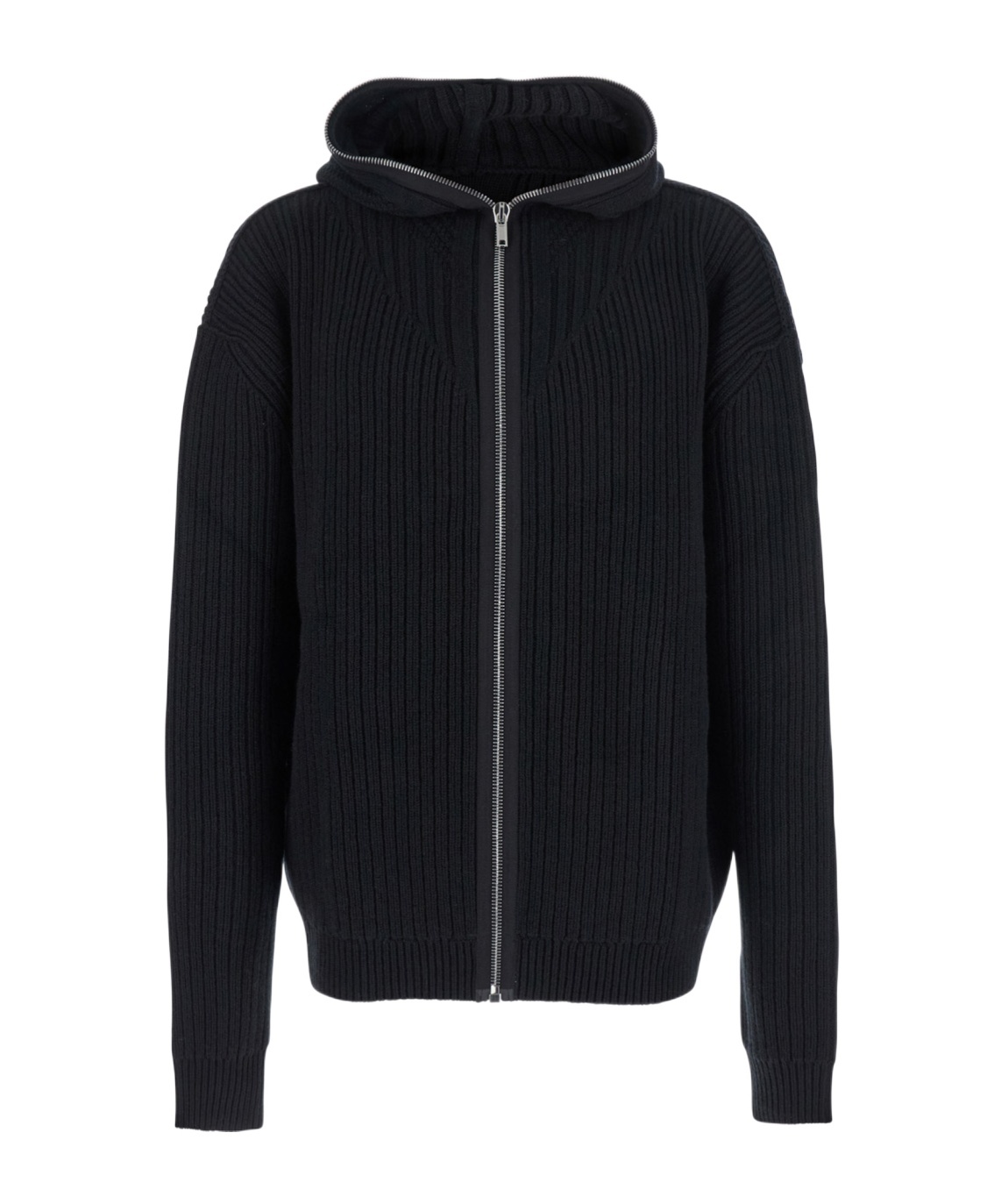 Rick Owens Ribbed-knit Virgin Wool Zip-up Sweater In Black