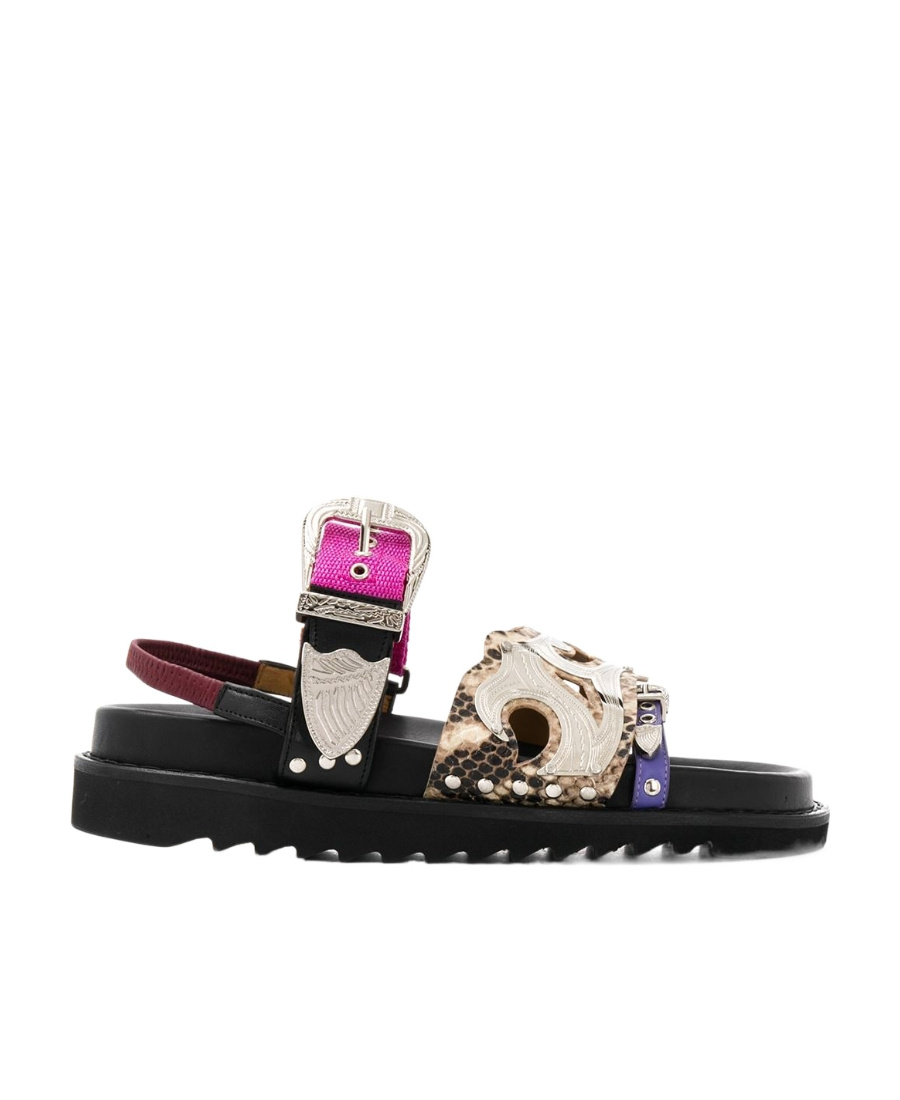 Shop Toga Pulla Aj 1018 Multiple Straps Slingback Sandals In Black