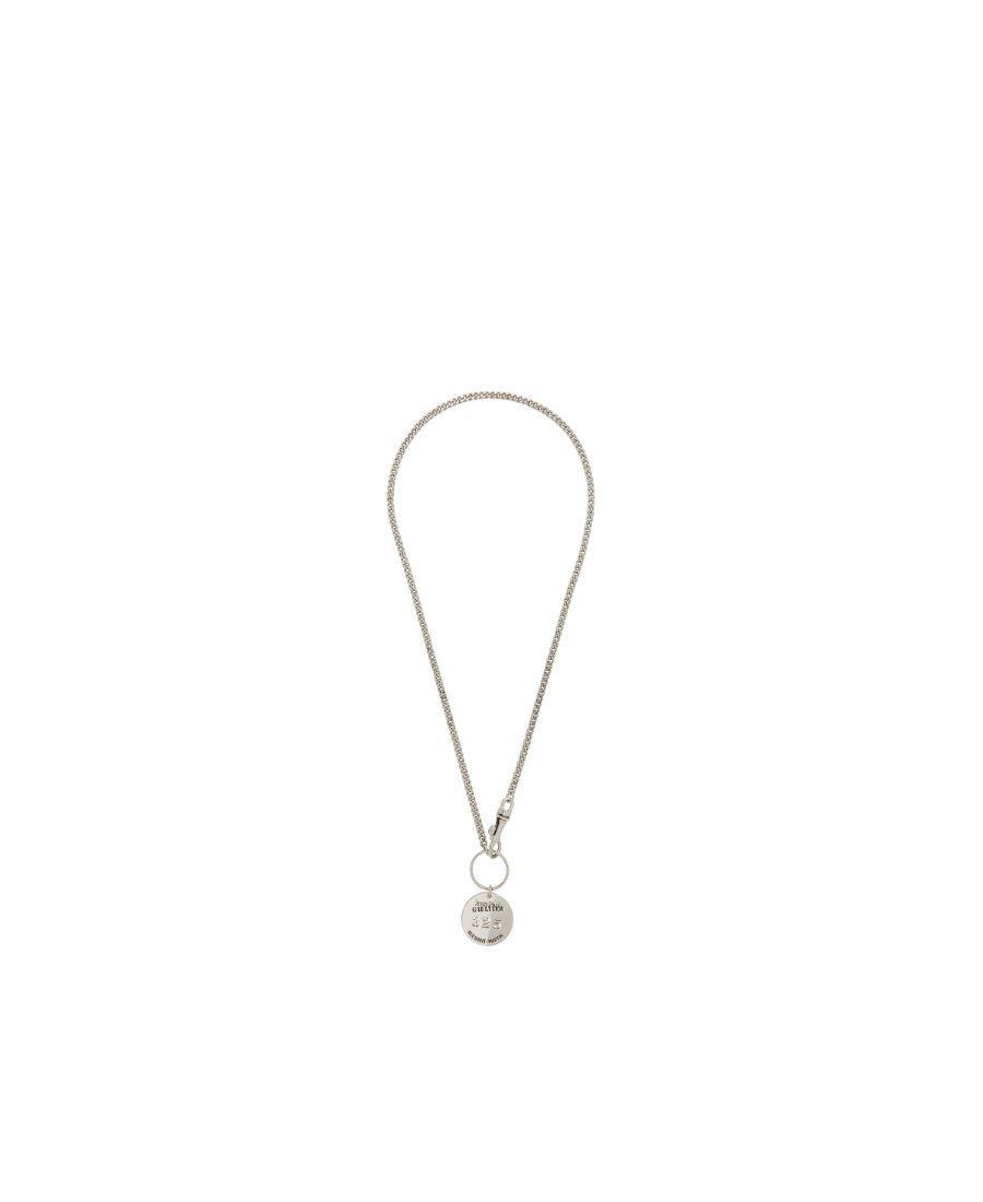 Jean Paul Gaultier Logo Round Pendant Necklace In Yellow