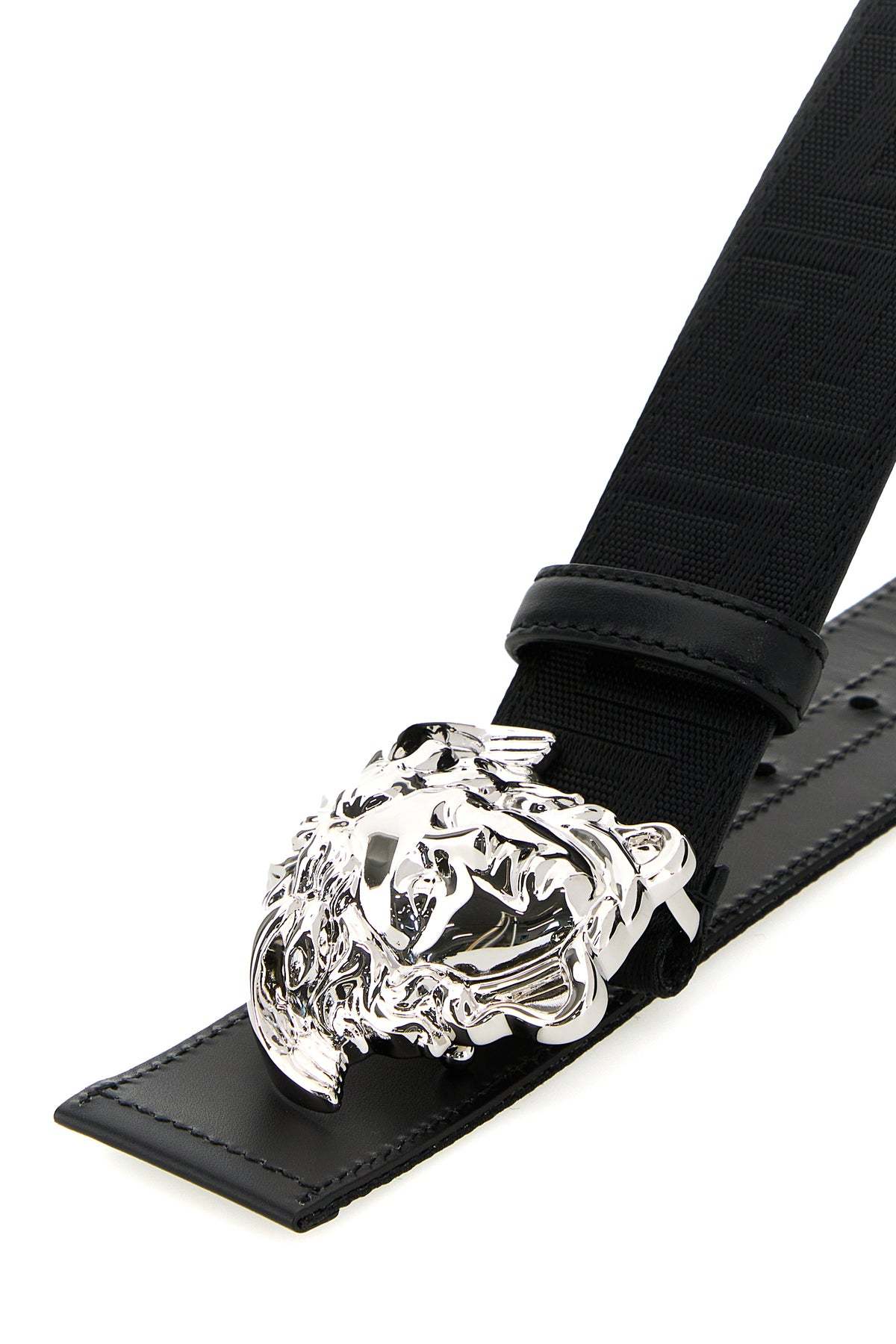 Versace Adjustable Fabric Medusa Belt With Silver-tone Hardware