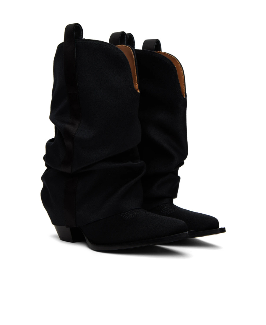 R13 Chunky Sleeve Cowboy High-heeled Boots In Black