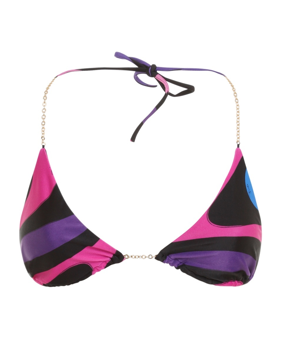 Pucci Marmo-print Bikini Top In Black