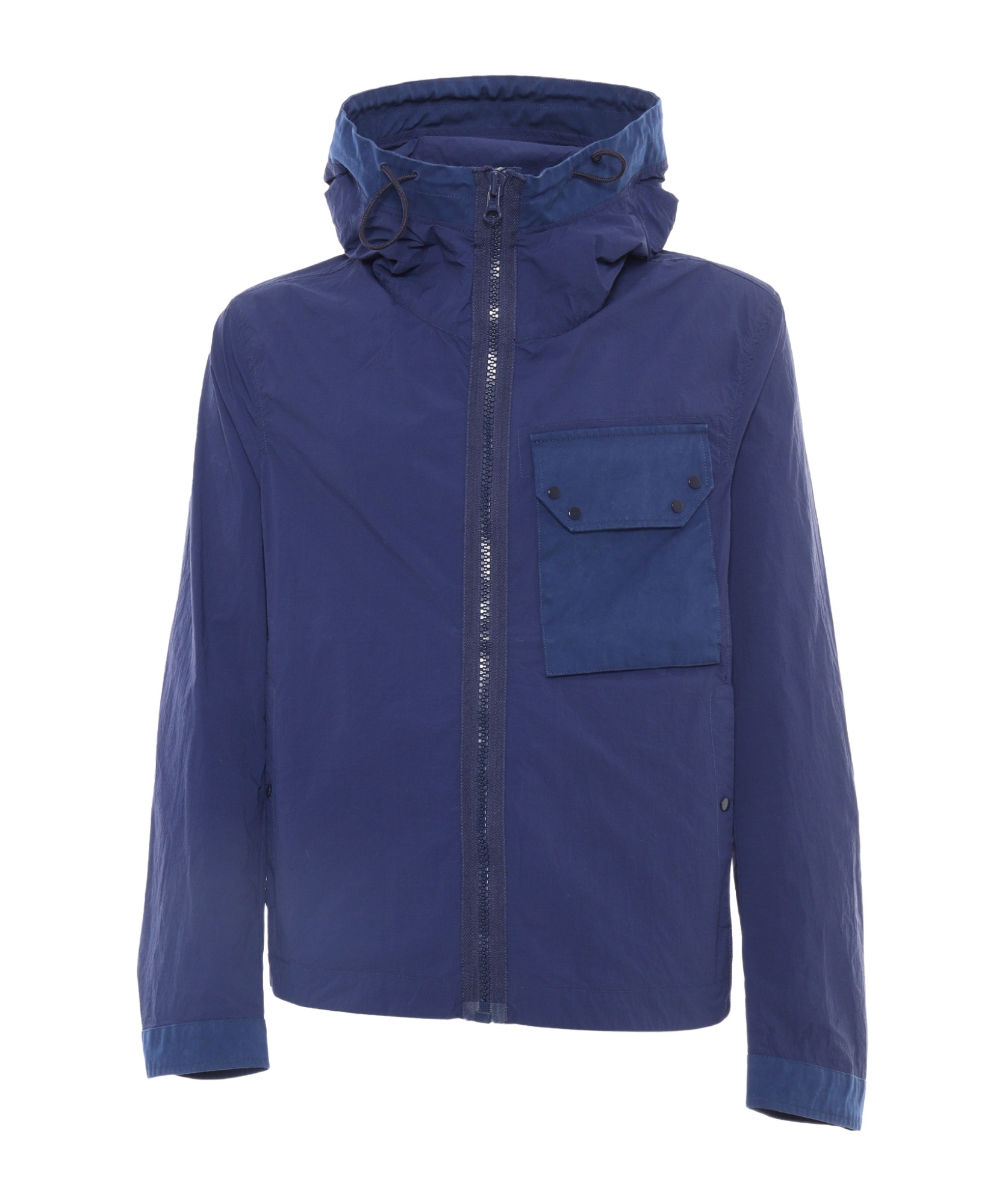 Ten C Blue Jacket With Hoodie In Blue