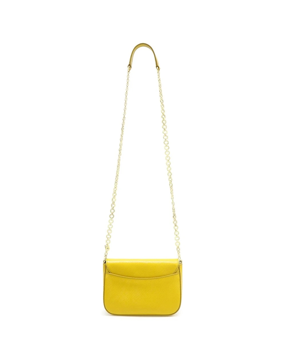 Shop Ferragamo Saffiano Chain Shoulder Bag In Yellow
