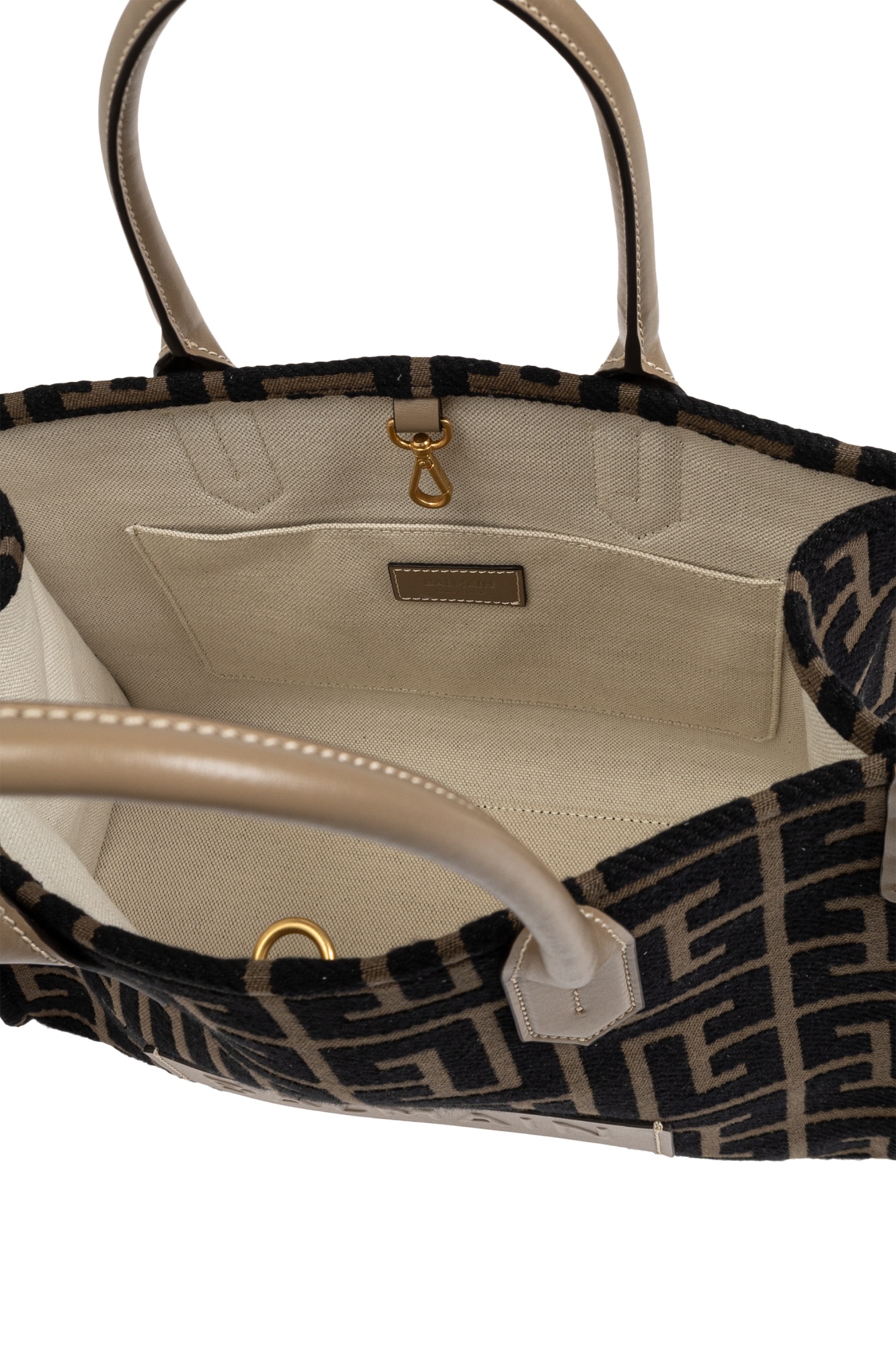 BALMAIN B-ARMY SHOPPER 36 BAG IN PB LABYRINTH JACQUARD 