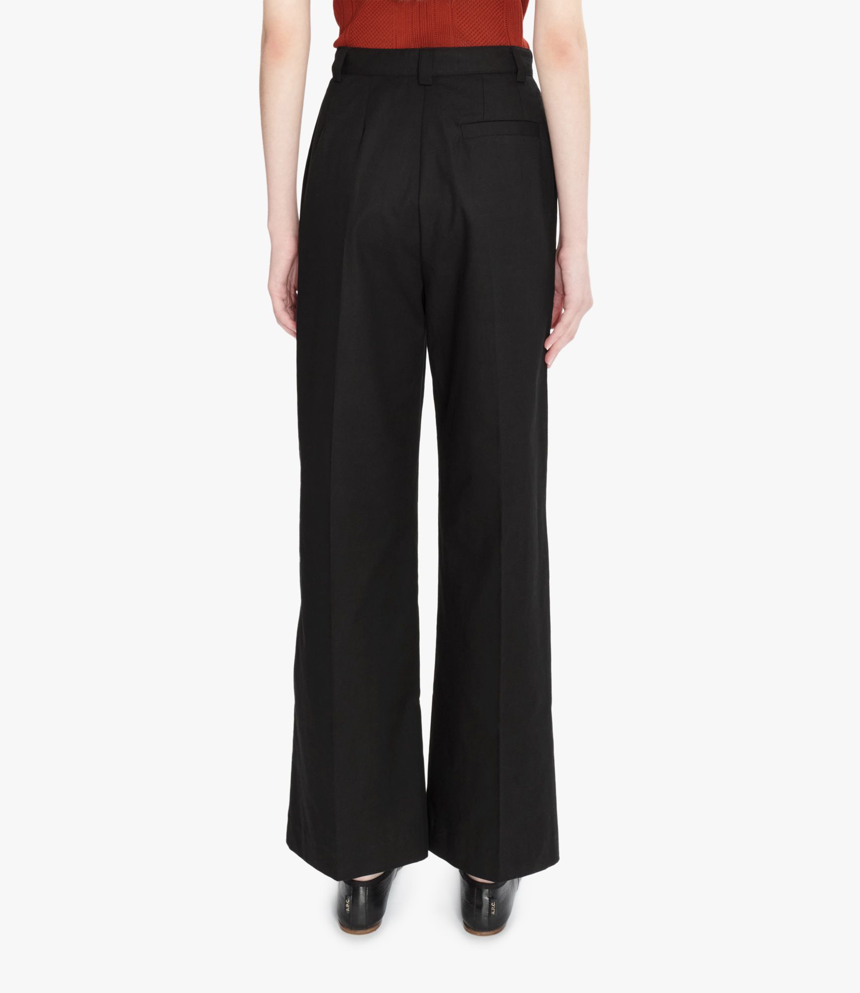 Apc Straight Cotton Trousers In Black
