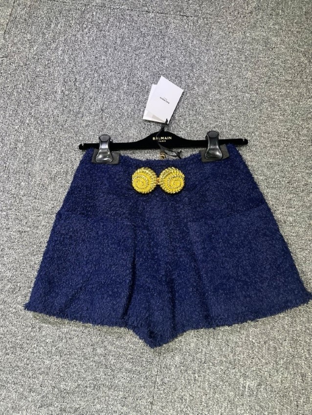 BALMAIN BELTED TWEED SHORTS WITH SNAIL BUTTONS 