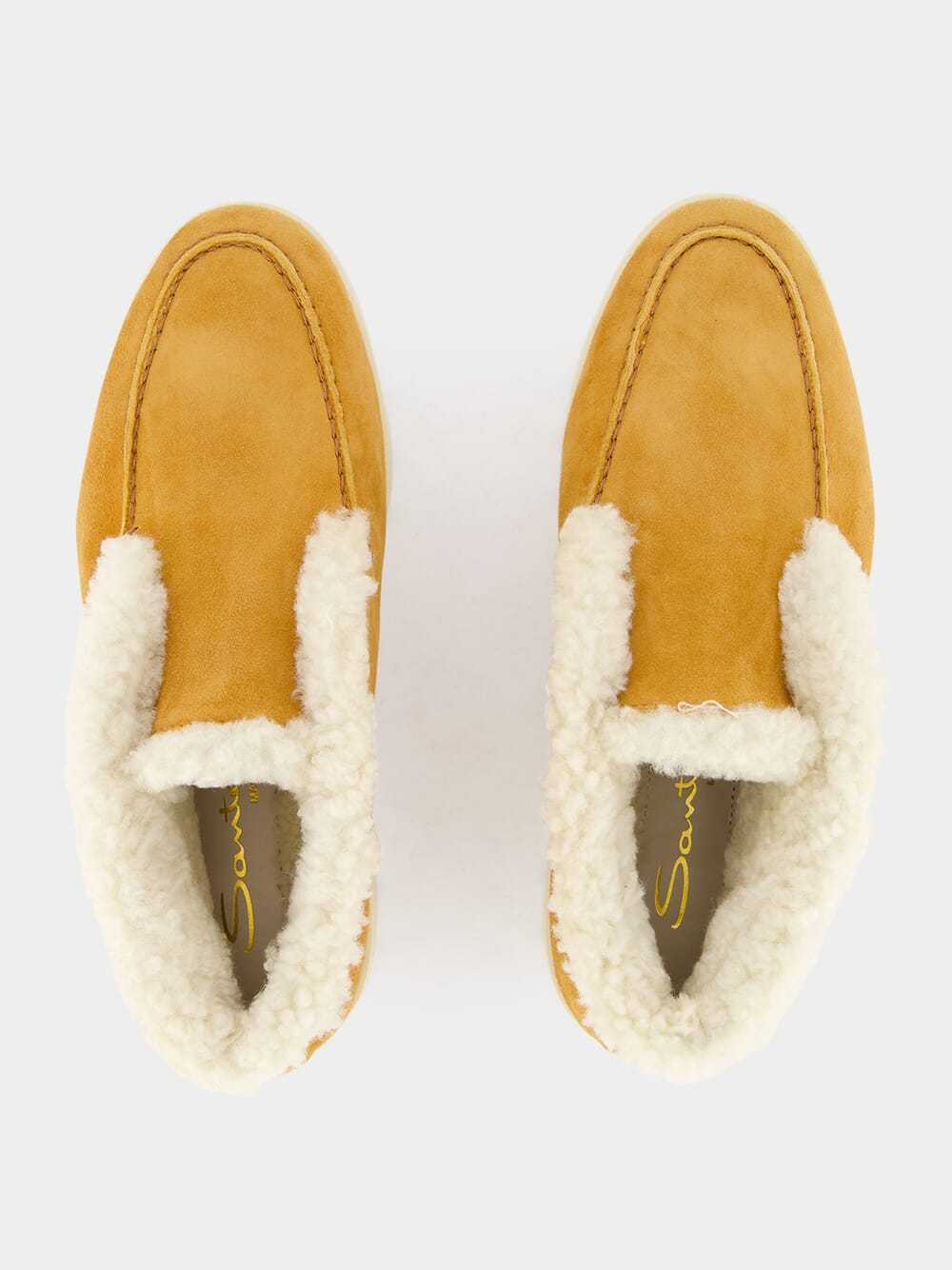 Santoni Shearling Ankle Boots In Gold