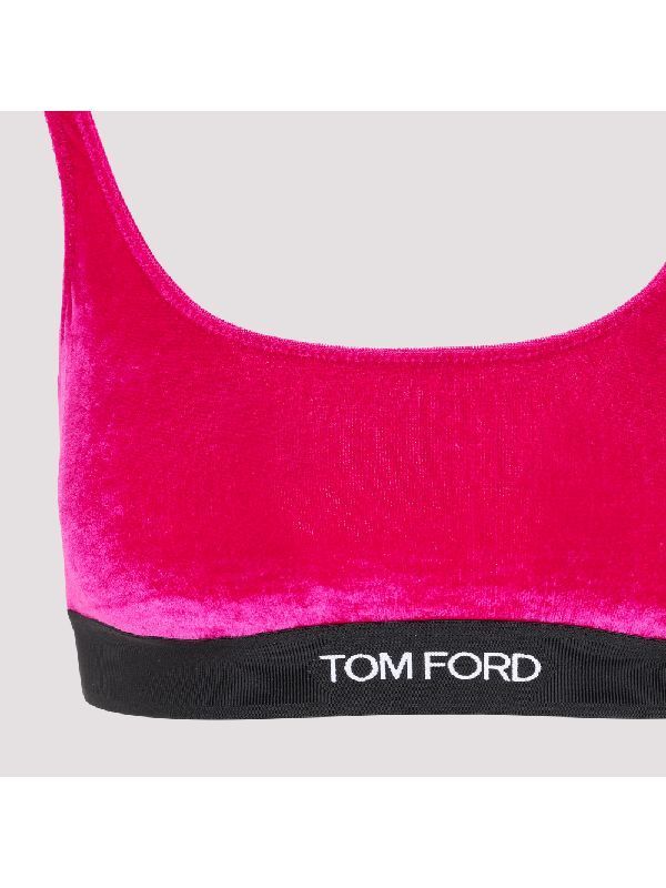 Tom Ford Logo-band Low-back Bra In Red
