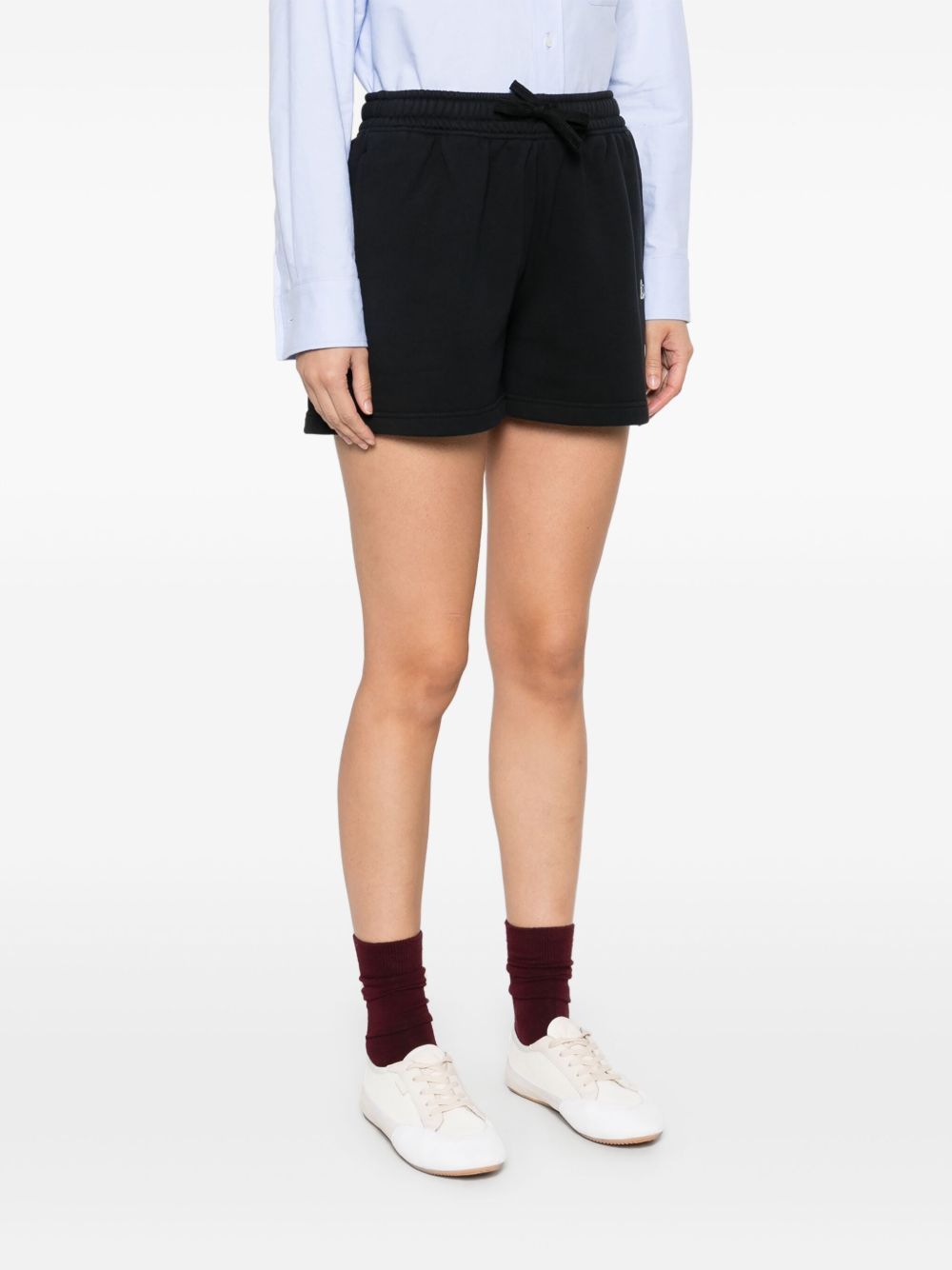 Shop Maison Kitsuné Baby Fox-patch Shorts In Black
