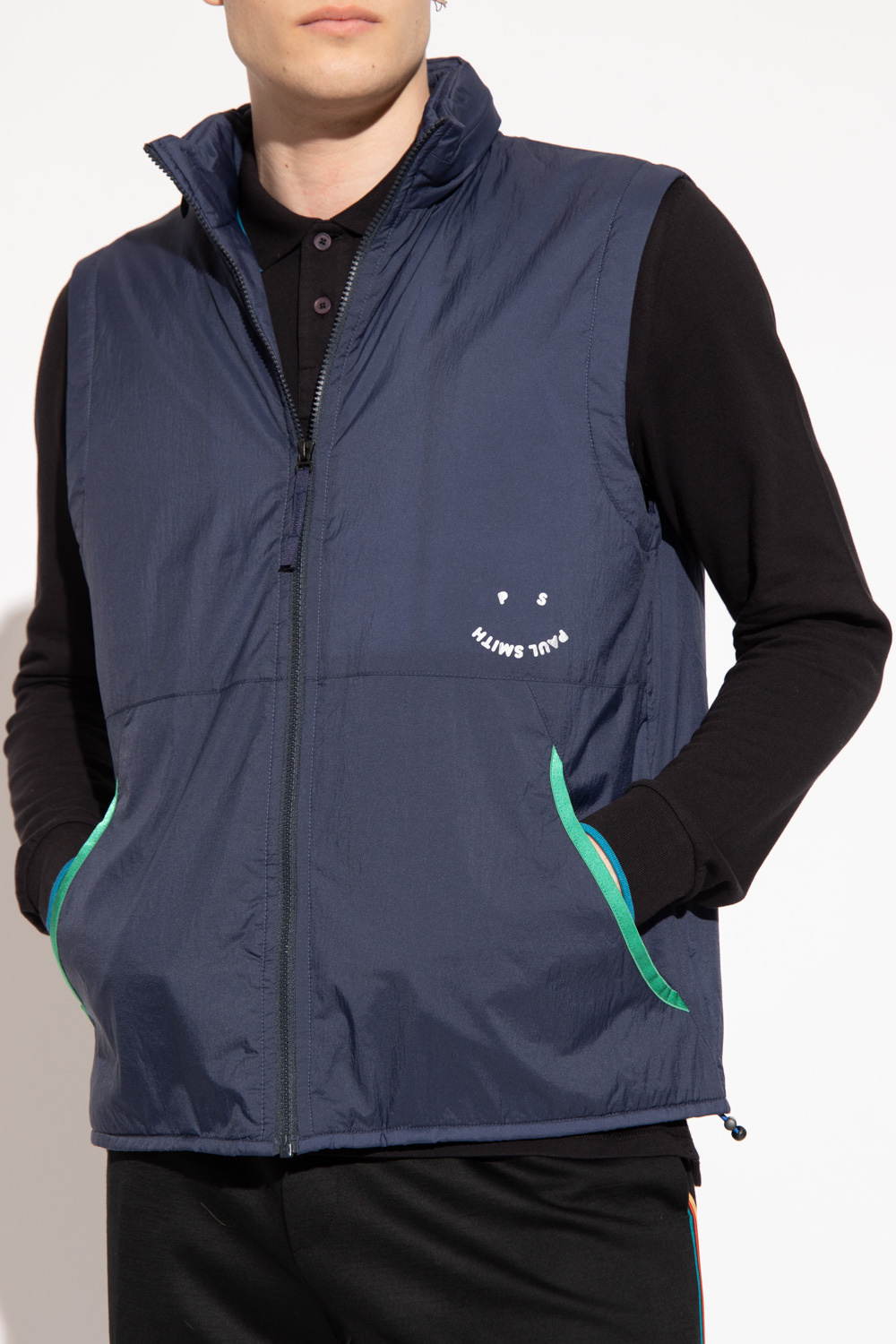 Ps By Paul Smith Zip-up Hooded Gilet In Blue