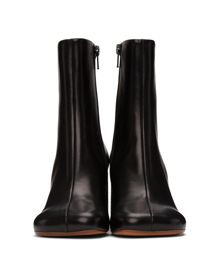 Mm6 Maison Margiela Anatomic Square Toe Zipped Boots In Black