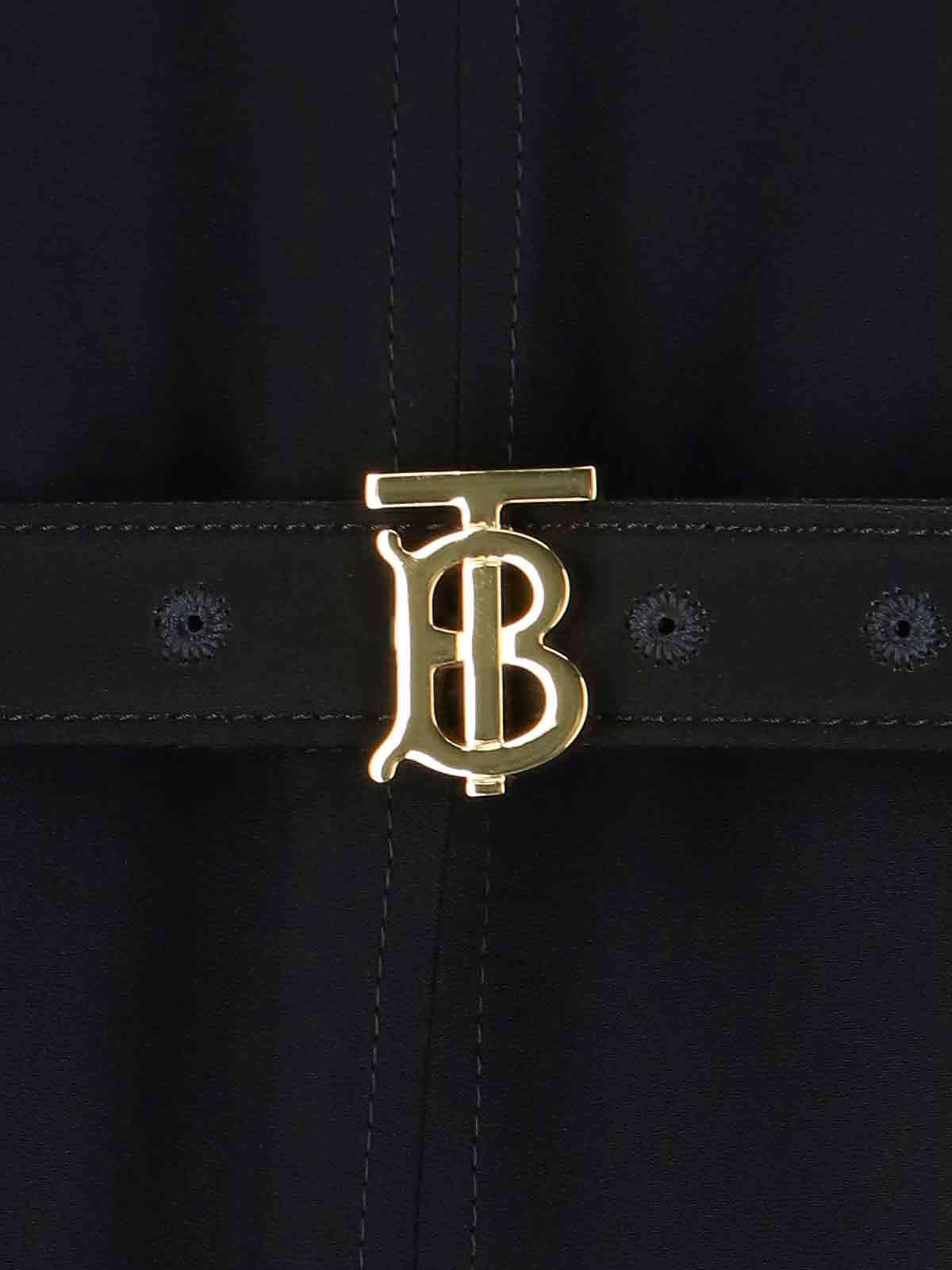 Shop Burberry Monogram-belt Midi Dress In Black