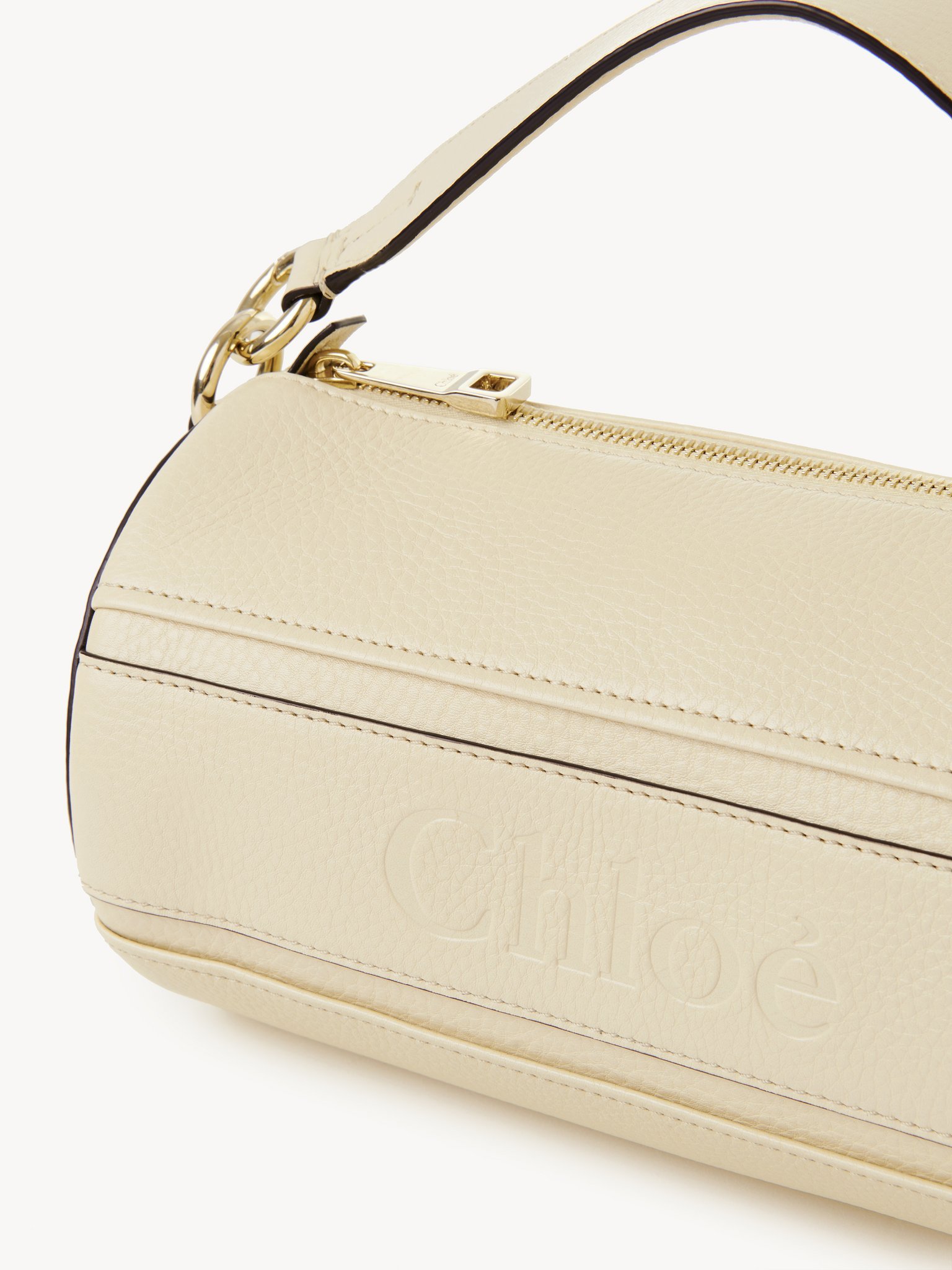 Chloé Chloe Woody Tube Shoulder Bag In Grained Calfskin In Neutral