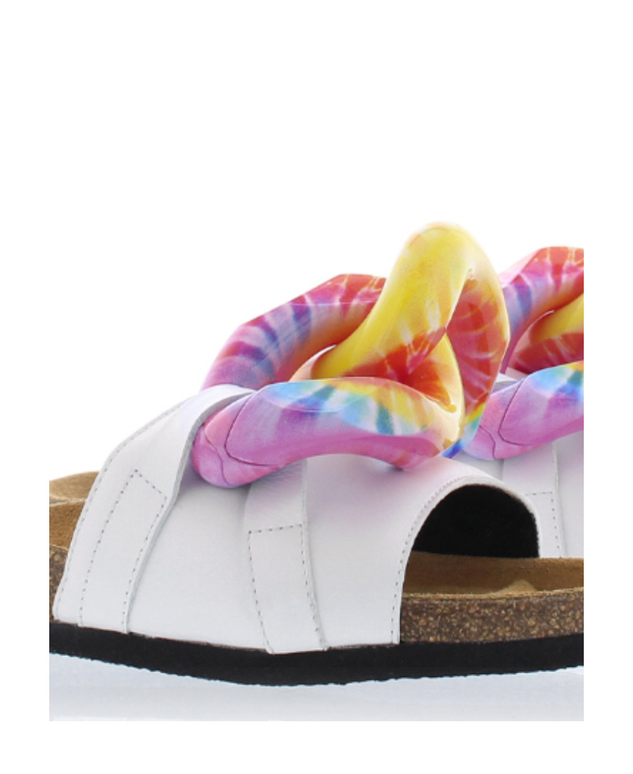 Jw Anderson Chain-embellished Leather Slides In Multicolor