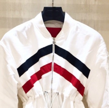 Moncler Striped Horn-shaped Casual Jacket In White