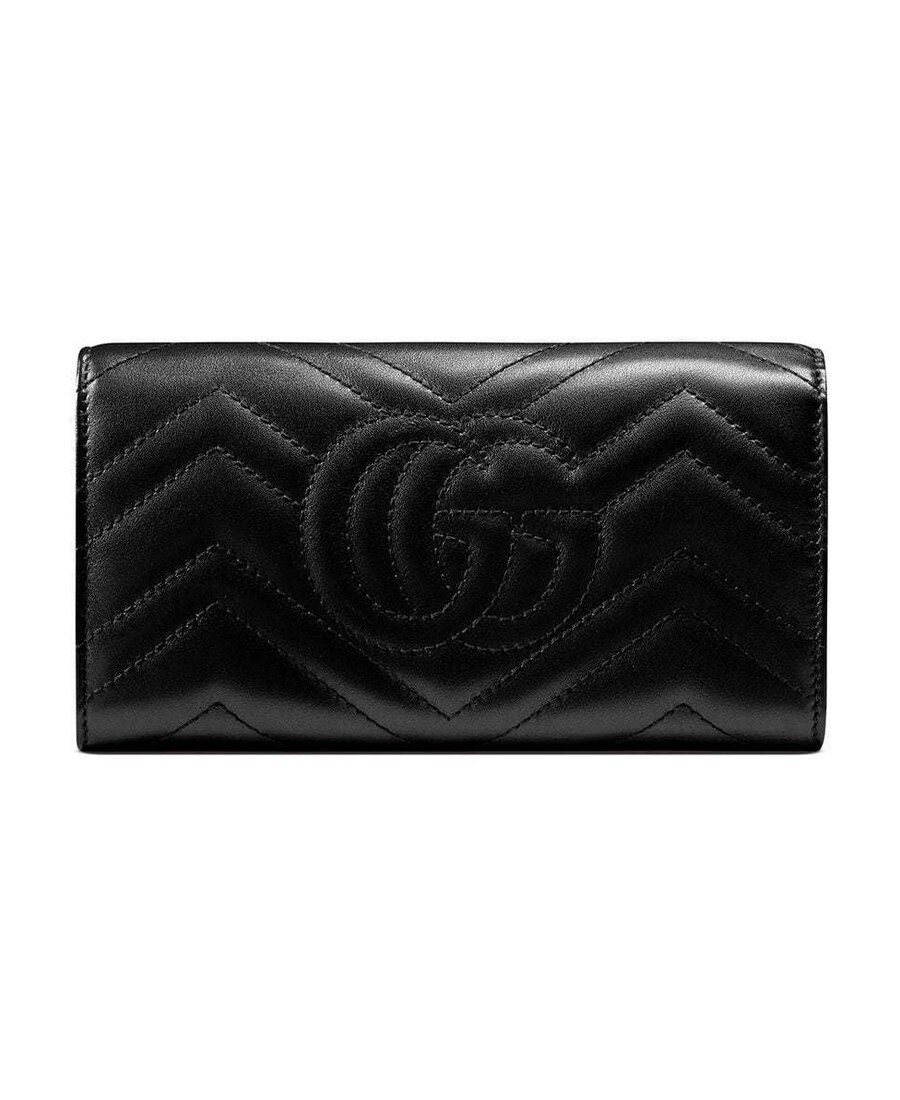 Gucci Gg Marmont Matelasse Leather Continental Wallet In Black