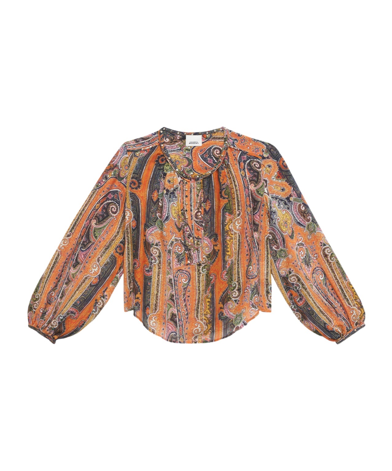 Isabel Marant May Embellished Paisley-print Silk-georgette Blouse In Nude