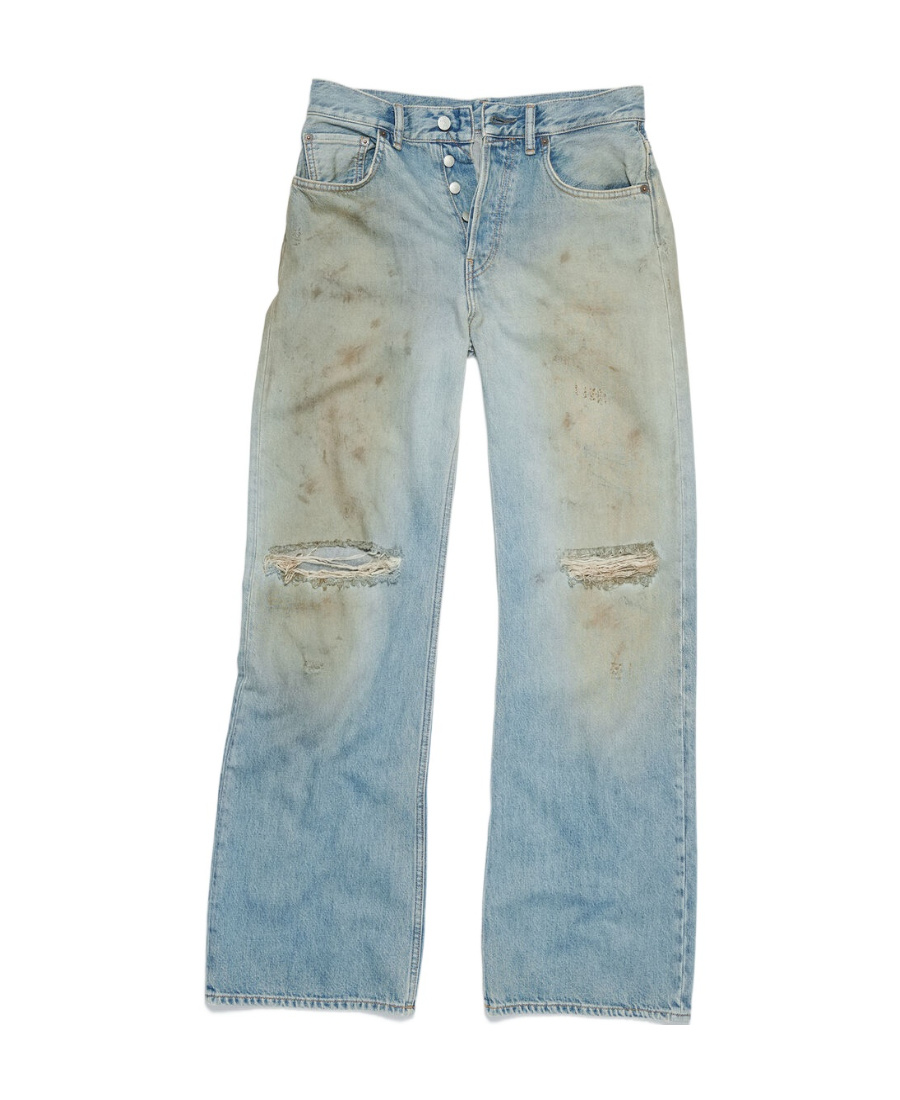 Acne Studios Ripped-detailing Wide-leg Jeans In Gray
