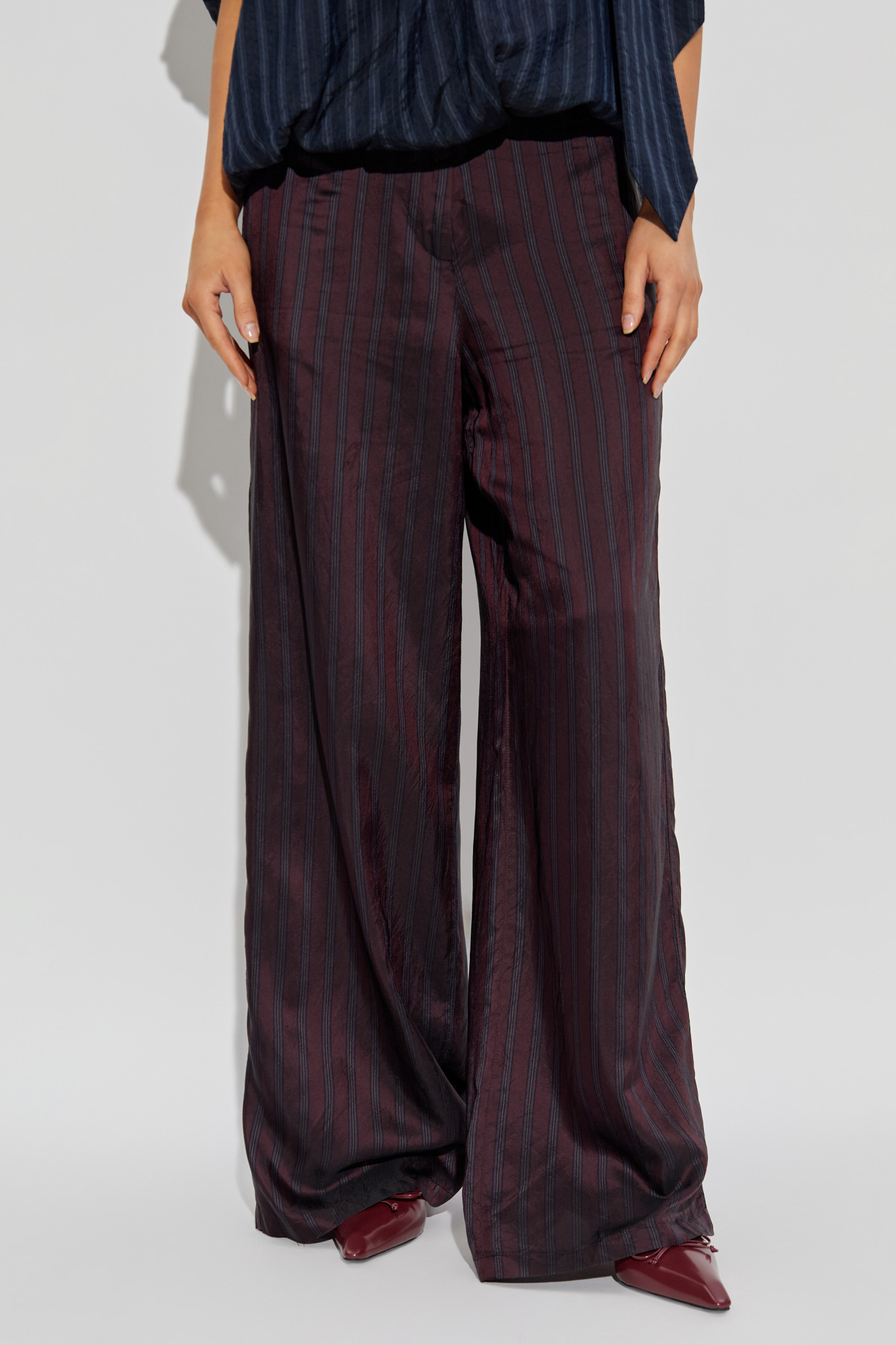 Dries Van Noten Belt Loop Track Pants In Brown
