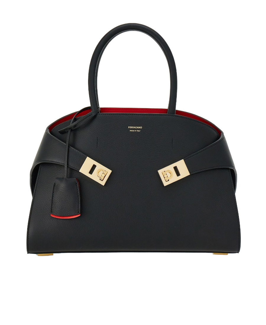 Ferragamo Women Hug Small Leahter Tote Bag In Black