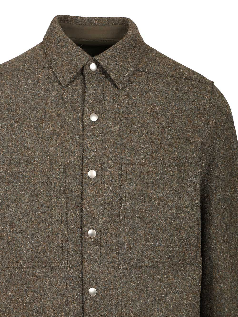 Rick Owens Button-fastening Patch-pocket Shirt In Gray