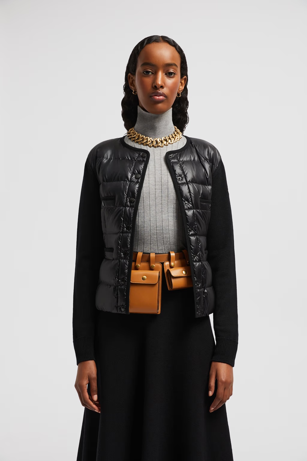 Moncler Down-filled Buttoned Cardingan In Black