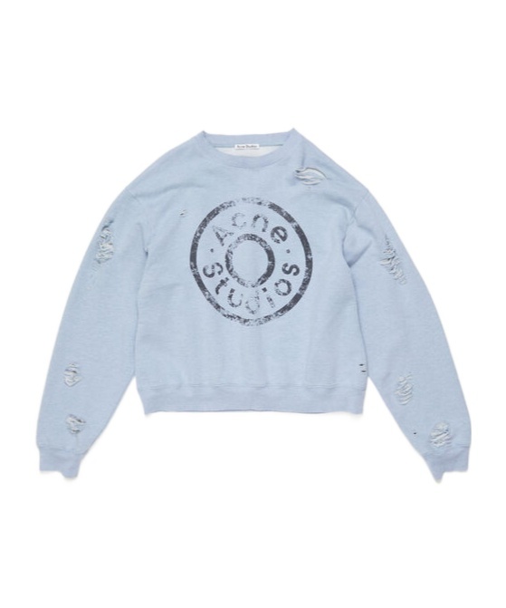 Acne Studios Sweater Logo Print Distressed In Blue