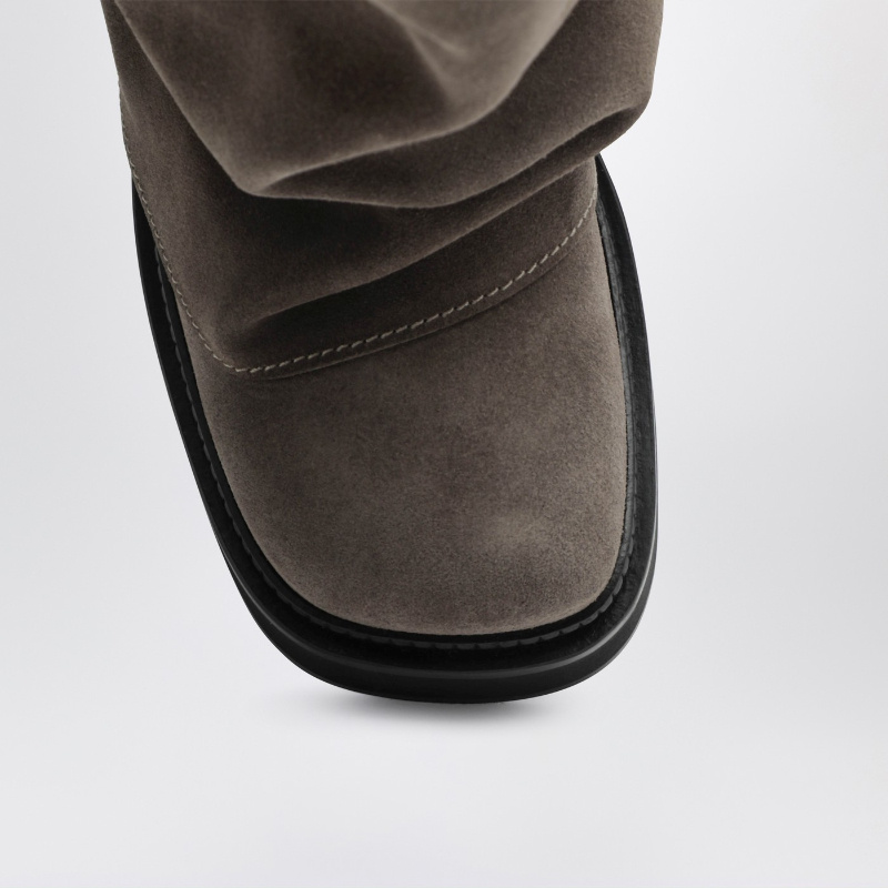 Attico Robin Taupe Suede Combat Boots In Black