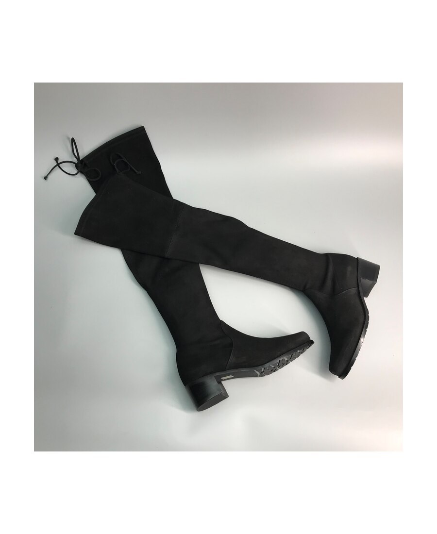Shop Stuart Weitzman Midland Thigh-high Suede Boots In Black