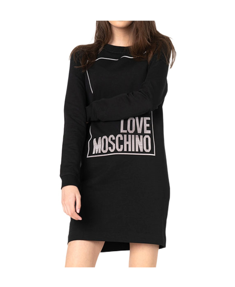 Moschino Logo T-shirt Dress In Black