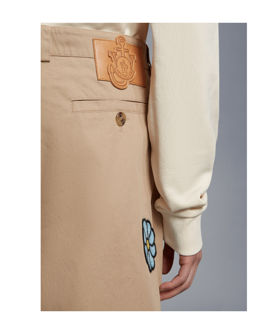 Moncler 1  Jw Anderson Floral Cotton Shorts In Brown