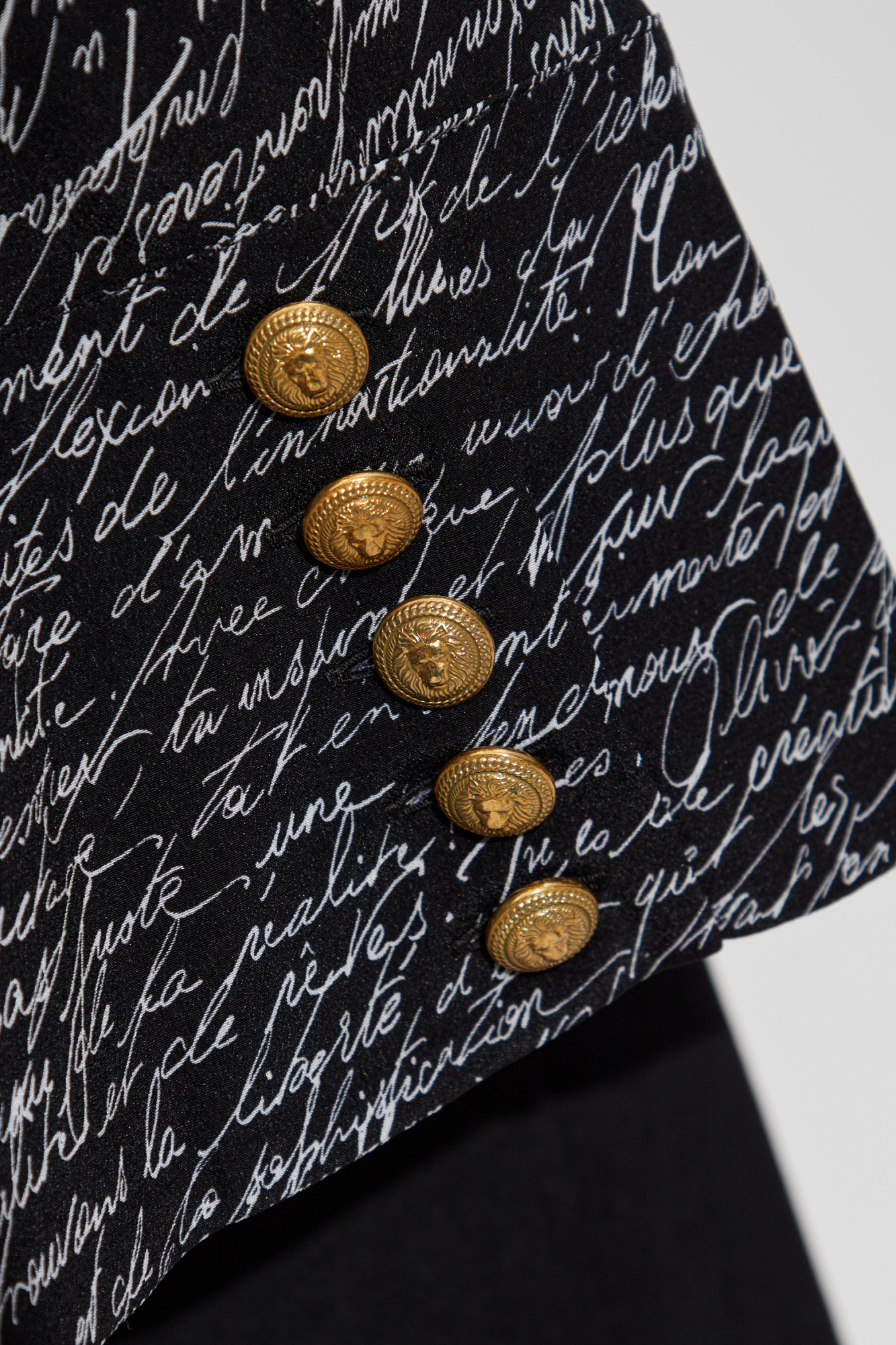 Balmain Script Print Silk Blouse In Black