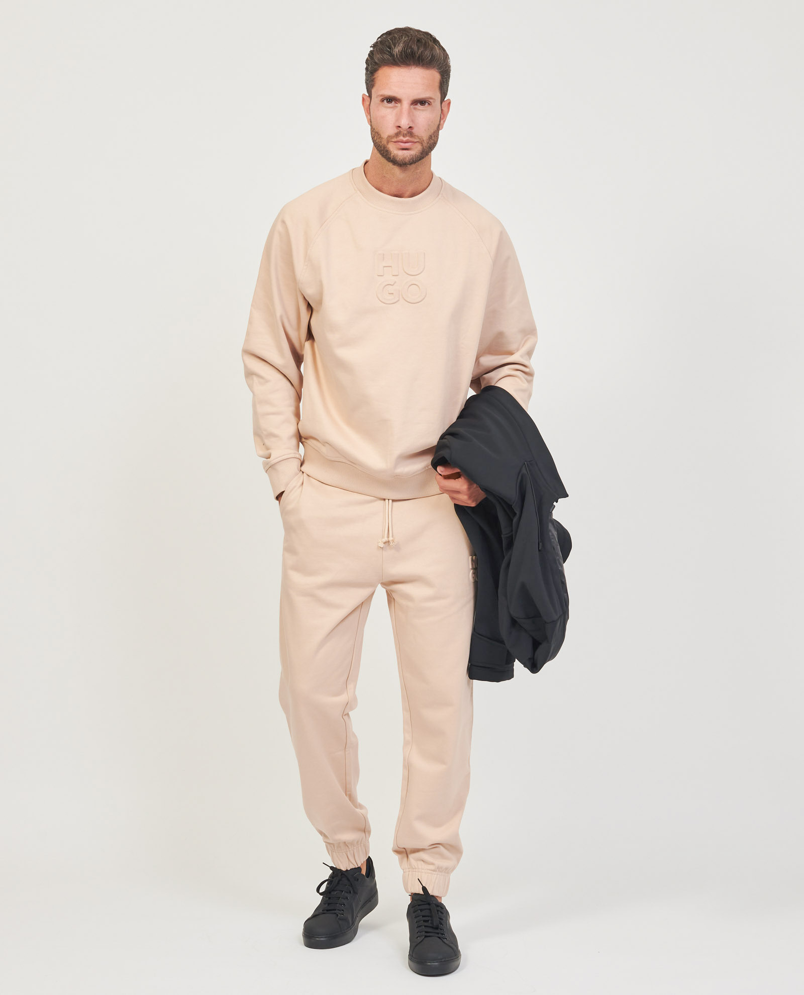 Hugo Boss Logo-embossed Track Pants In Nude