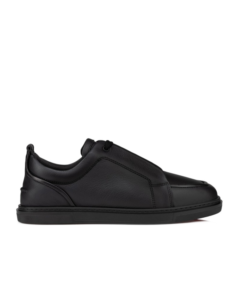 Christian Louboutin Jimmy Rubber-trimmed Leather Sneakers In Black