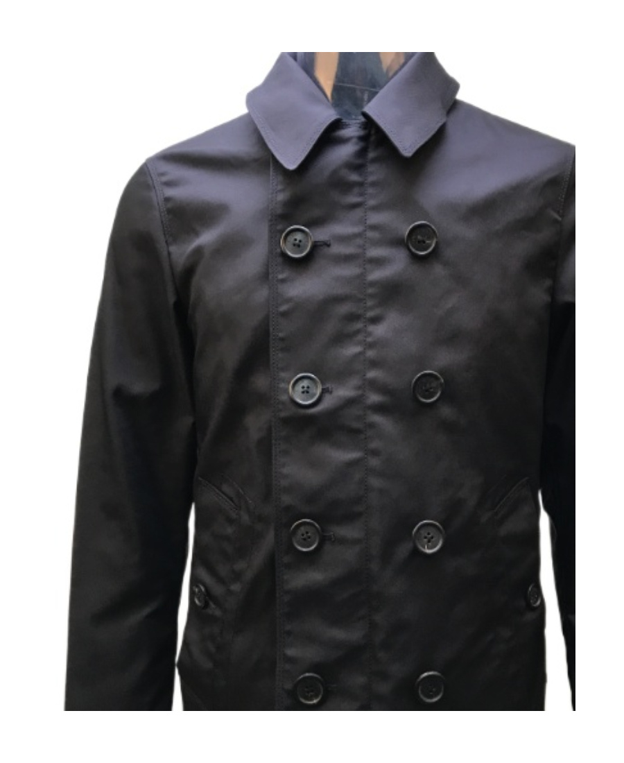 Emporio Armani Double-breasted Trench Coat In Black