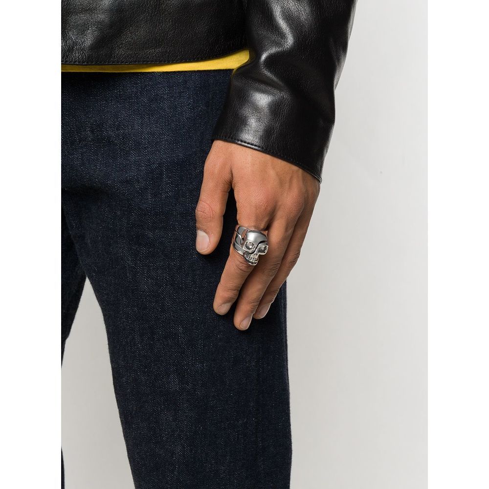 Alexander Mcqueen Divided Skull Ring In White