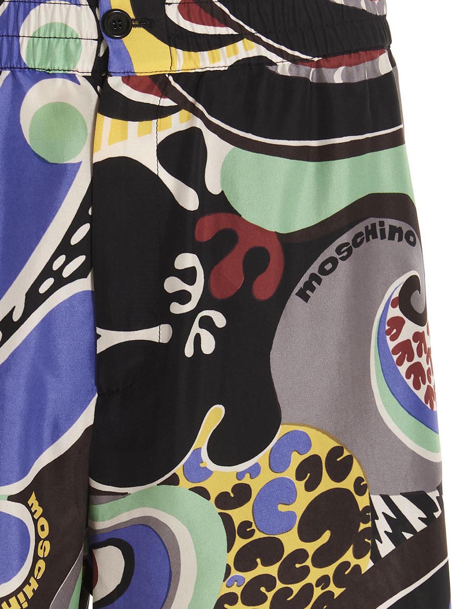 Moschino Printed Swim Shorts In Black