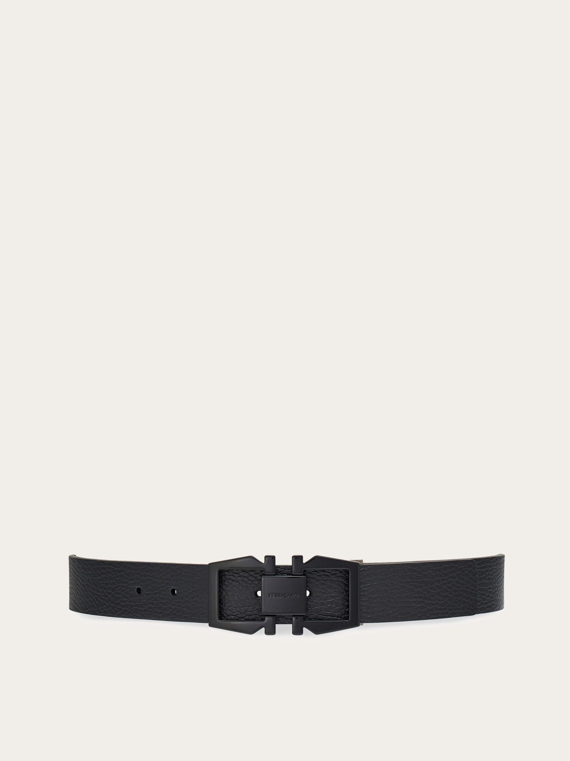 Ferragamo Double-sided Adjustable Gancini Belt In Black