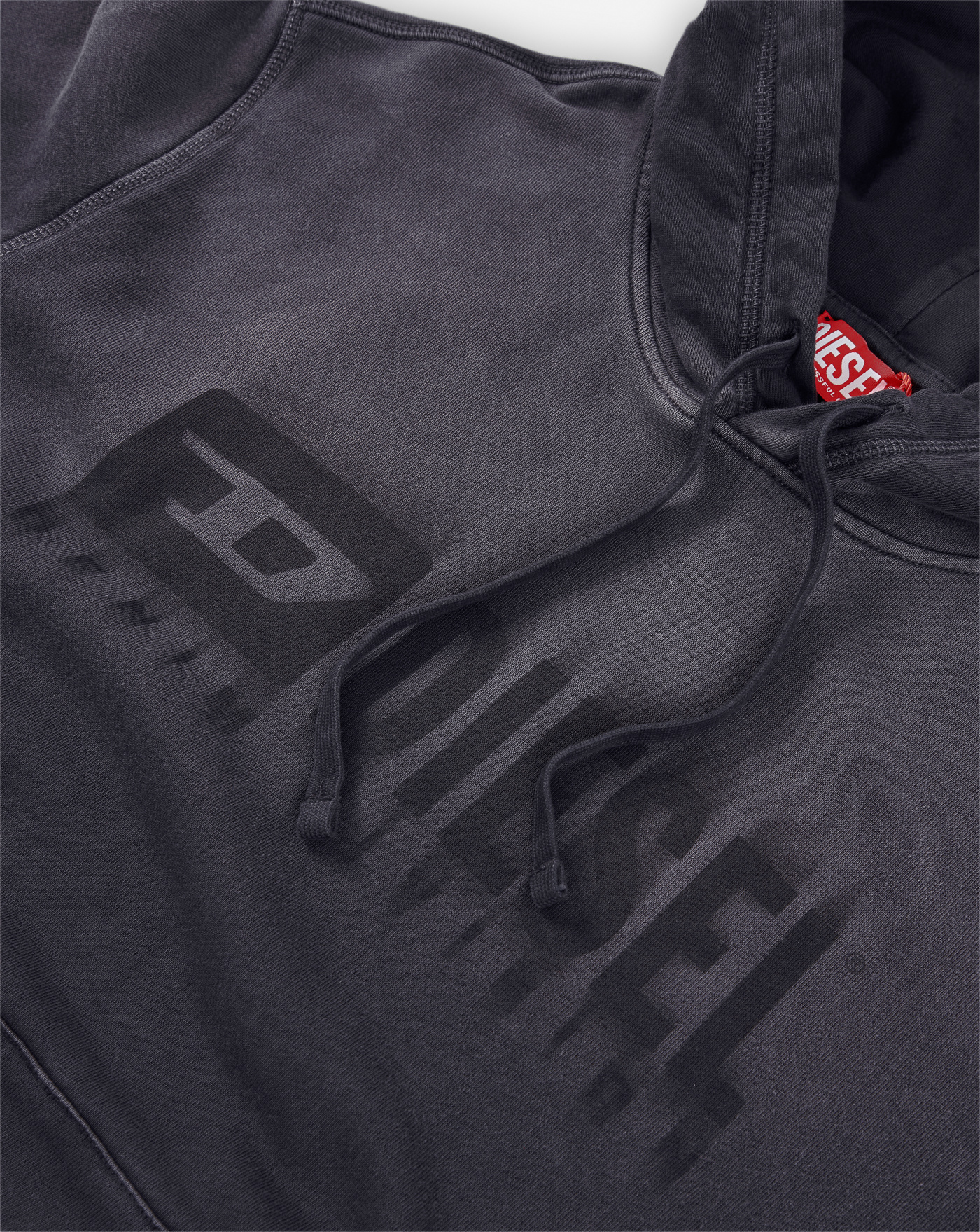 Diesel Hooded Sweatshirt With Brushed Texture And Bold Logo In Blue