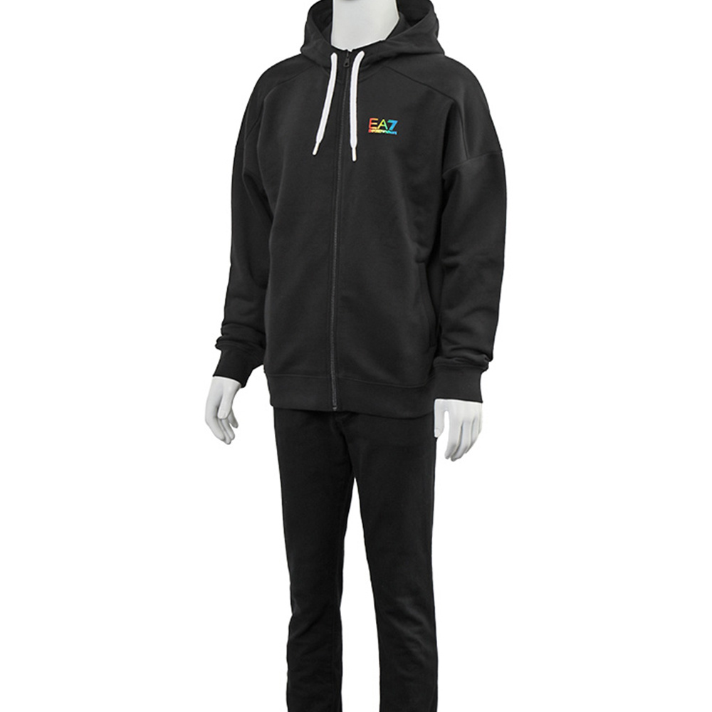 Ea7 Logo-print Drawstring Hoodie In Black