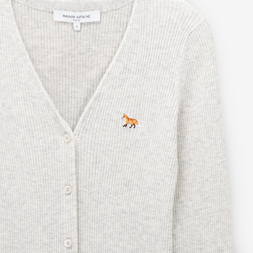 Maison Kitsuné Logo-patch V-neck Wool Cardigan In White